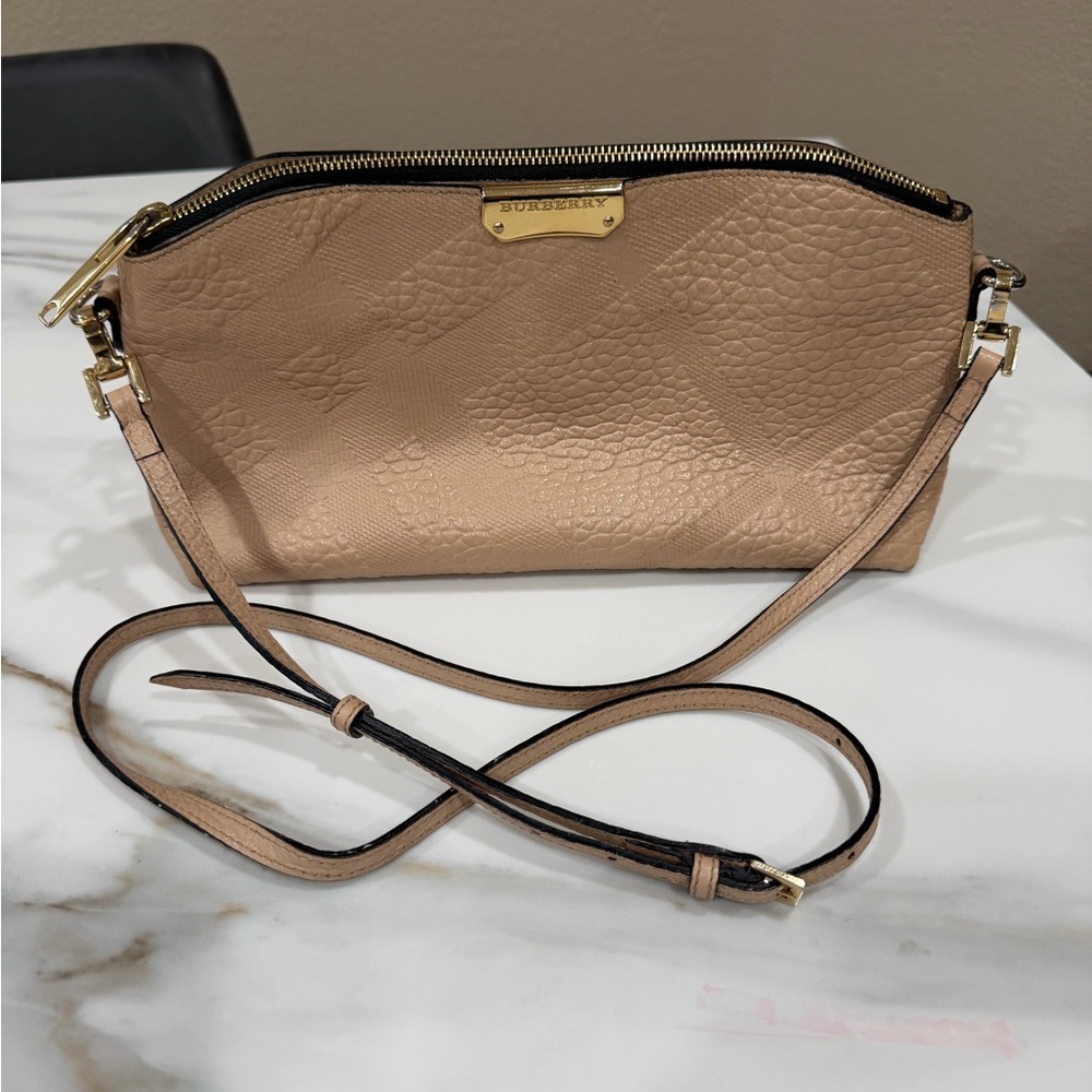 Burberry classic in pale blush/soft taupe w/polished gold accents
